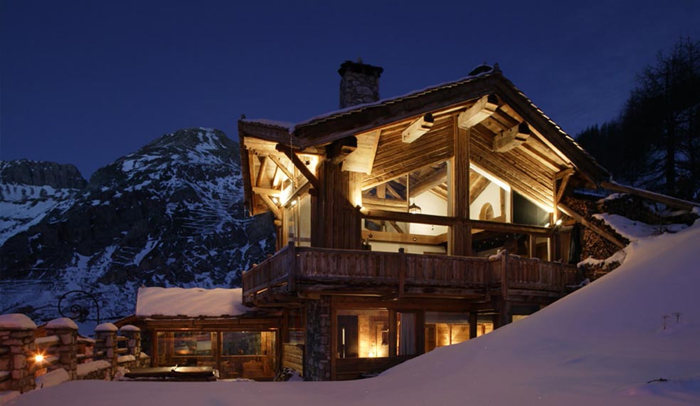 Chalet Killimanjaro in Val d'Isere as the evening draws in