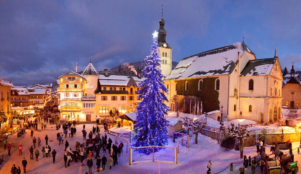 The attractive village square in Megeve