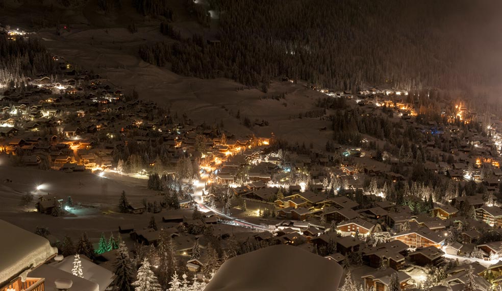 Verbier from above, at night