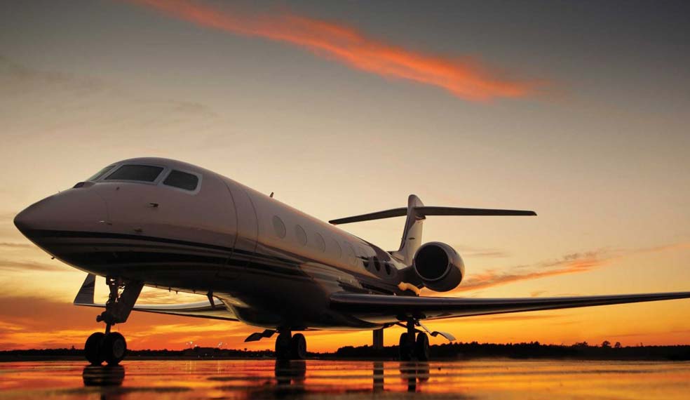 A Victor Jet Charter plane, ready for take off to the Alps