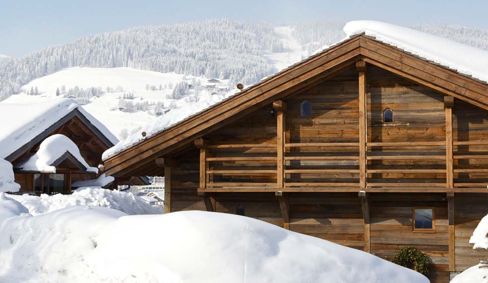 A winter wonderland surrounds one of SkiBoutiques many chalets